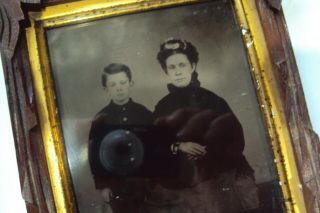 Civil War - 1860 ' s Full Plate Tintype - Mother and Young Cadet - Frame 4