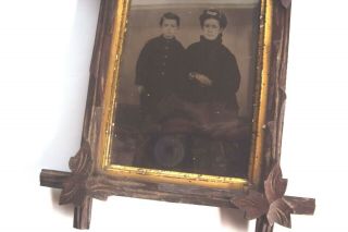 Civil War - 1860 ' s Full Plate Tintype - Mother and Young Cadet - Frame 6
