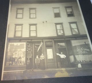 Rare Antique American Patriotic Shop & Ice Cream Parlor Large Cabinet Photo Us
