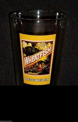 Hefeweizen Wheatfish Beer Pint Glass Cup Advertising 5.  75 "
