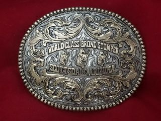 Rodeo Trophy Buckle Vintage Scottsdale Arizona Bronc Stomper Rodeo Champion 56
