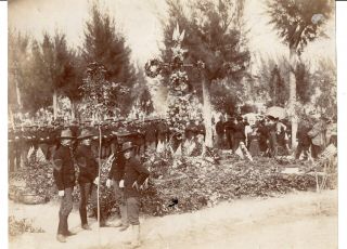 1898 Sepia Photo American Army Soldiers Mourning Maine Victims Havana