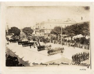 1899 Sepia Photo American Army Entering Havana City Jan.  01,  1899