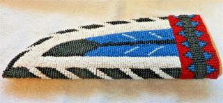 Beaded Native American knife sheath brain tanned hide,  Blue Eagle feather design 2