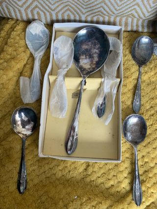 Vintage Silver Epns Fruit Spoons - Made In Sheffield England - 1large/6small