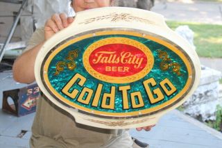 Vintage Falls City Beer Bar Tavern Gas Oil 19 " Embossed Sign