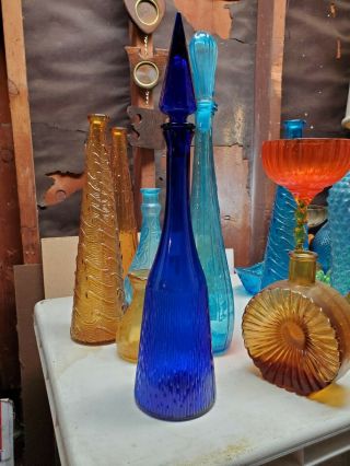 Vintage/mid Century Cobalt Blue Geenie Bottle /decanter Empoli??
