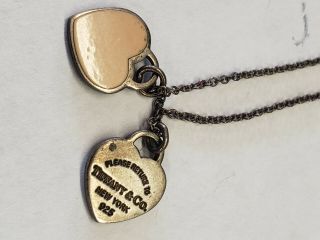 Vintage Tiffany Sterling Silver Hearts Necklace Circa 1940 - 80 