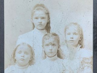 1885 4 Cute Sisters Cabinet Card Photo Pretty Little Girls Oxford North Carolina