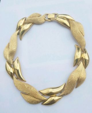 Vintage Signed Givenchy Large Statement Textured Gold Tone Link Necklace