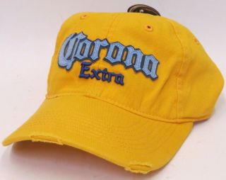 Corona Extra Beer Hook & Loop 100 Cotton Cap/hat - Yellow
