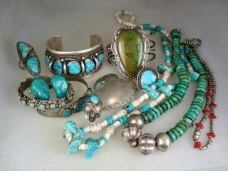 27 Group Navajo & Southwestern Jewelry Imperfect For Repair