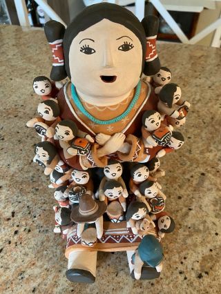 Signed Peggy Garcia Indian Storyteller Pottery Figure - Acoma Mexico