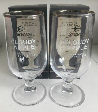 2 Strongbow Cider Cloudy Apple Pint Glass Boxed Ltd Edition