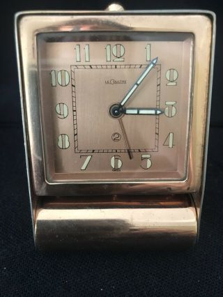 Vintage Lecoultre Travel Alarm Clock.  Swiss Made.  Copper Finish,  Folding.