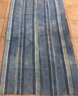Vintage African,  Dogon Indigo Dyed Fabric/hand Woven Cotton Strips/38 " X62 "