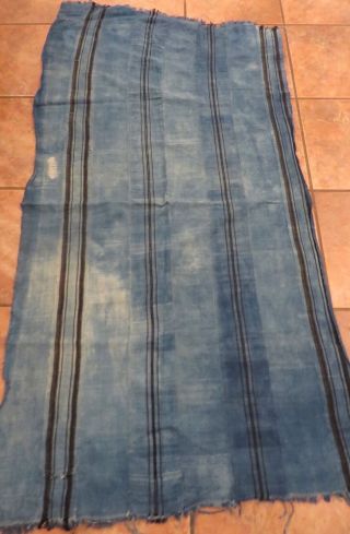 Vintage African,  Dogon,  Mali Indigo Dyed Fabric/hand Woven Cotton Strips/32”x60 "