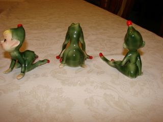 Vintage 1950 ' s Set of 3 Japan Elves Elf Pixie Figurines Pointy Ears and Hats 3