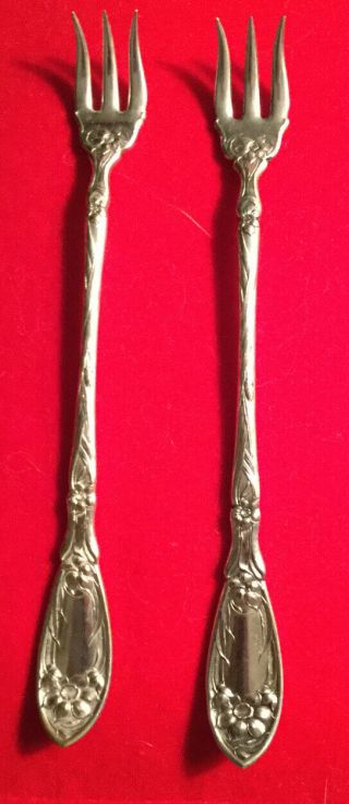 Vintage Oxford Silver Shrimp Cocktail Forks,  Set Of Two