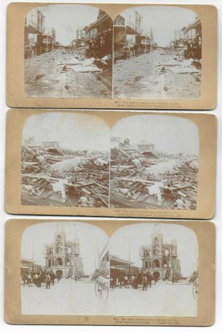 Galveston Texas Storm Disaster Of 1900 Real Photo Stereoview Group 3 Views
