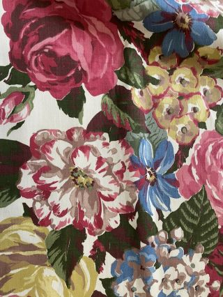 Vintage 1940’s Broadcloth Fabric Shell Pink Florals Roses Barkcloth Era 3,  Yds