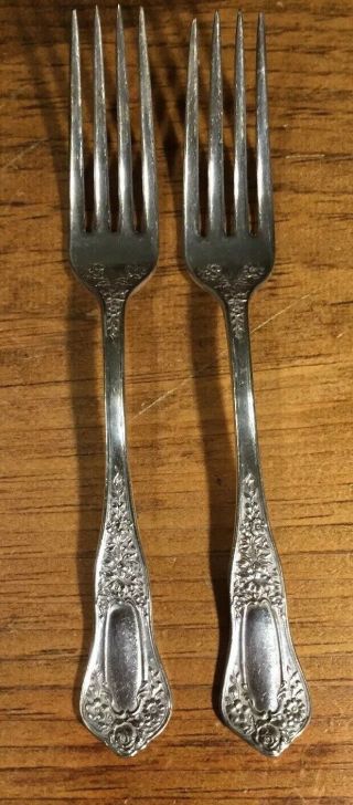 Two Vintage Rogers Silver Plated Dinner Forks 1909 Beauty Pattern