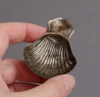 Antique Georgian Shell Tea Caddy Spoon Silver On Copper Shabby Chic