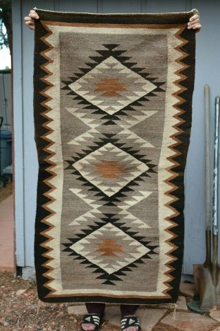 Old Navajo Double Saddle Blanket Rug