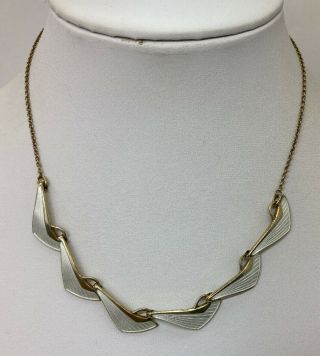 Vintage David Andersen Norwegian Sterling Silver Vermeil White Modern Necklace