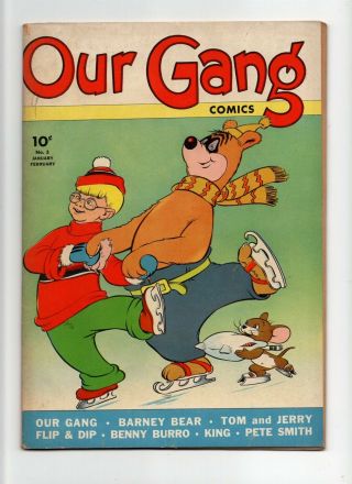 Our Gang 3 Fn 6.  0 Vintage Dell Comic Tom Jerry Little Rascals Barney Gold 10c