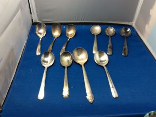 Antique/ Vintage Silver Plate Soup Spoons And Ladles