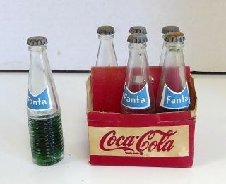 Vintage Miniature Coca Cola Carton And 6 Fanta Bottles