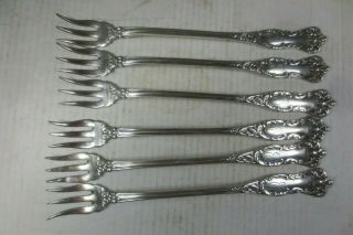 Silver Plate Wm.  Rogers & Son Oxford Pattern Shrimp Cocktail Forks Four (585)