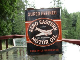 Vintage Aero Eastern Refined 2 Gal.  Motor Oil Can Airplane Graphics