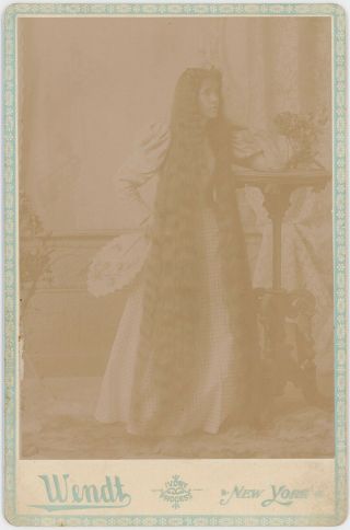 Very Long Hair Performer Sutherland Sister? York Cabinet Card Photo 3124