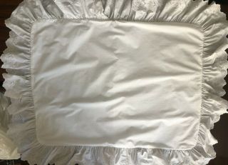 Pair 2 Ralph Lauren Vintage Patience White Eyelet Standard Ruffled Pillow SHAMS 2