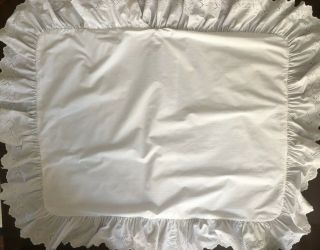 Pair 2 Ralph Lauren Vintage Patience White Eyelet Standard Ruffled Pillow SHAMS 3
