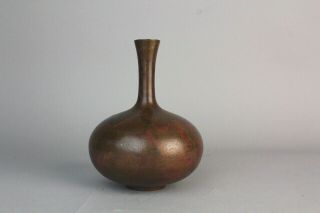 Japanese Signed Bronze Vase By A Nitten Artist X46