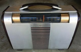 Vintage Rca Victor 66bx Globe - Trotter Portable Am Tube Radio 1947