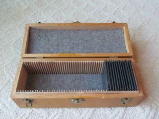 Antique 50 Magic Lantern Slide Wood Storage Box