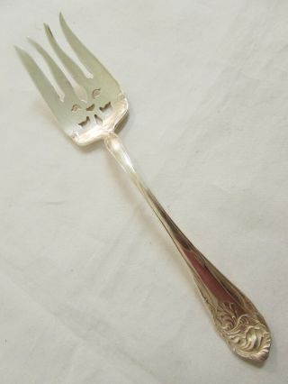 Vintage Community Silver Triple Plus Serving Fork / Flower Fleur De Luce