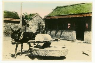 1929 China Tsingtao Photograph Grain Milling Qingdao Sharp Hand Colored Photo