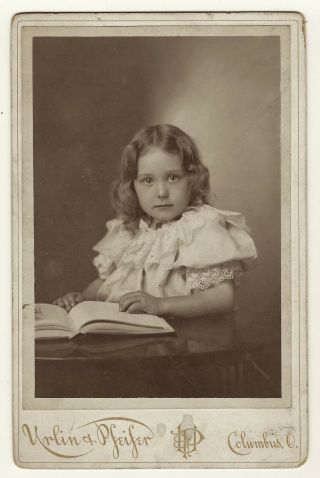 Portrait Of An Adorable Studious Young Girl In Columbus,  Ohio (cabinet Card)