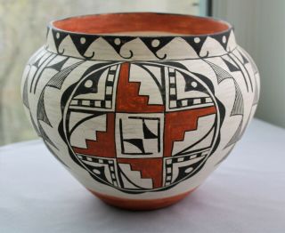 Southwest Native American Acoma Pueblo Pottery Large Polychrome Olla