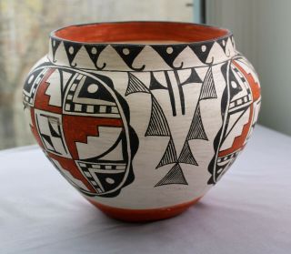 Southwest Native American Acoma Pueblo Pottery Large Polychrome Olla 2
