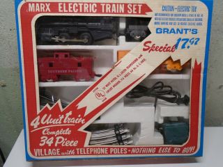 Complete Vintage Marx Train Set W/box (all) With Cardboard Village