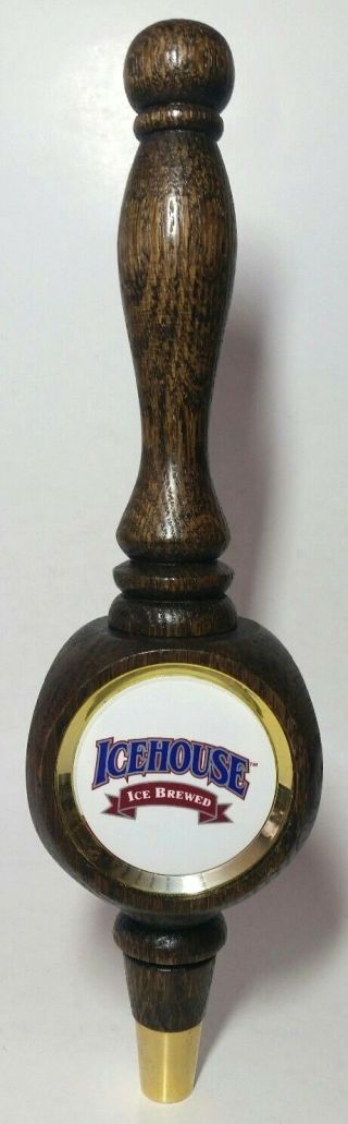 Icehouse Ice Brewed Tap Handle Beer Knob Wood Three Sided 12 Inches Vintage