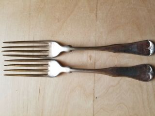 2 Antique Vintage Collectible Forks 7.  5 ",  Wm A Rogers A1,  Silver Plated