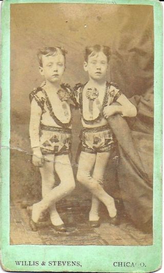 Carte De Visite (cdv) Of Child Circus Performers Freddie & Willie O’brien 1880s