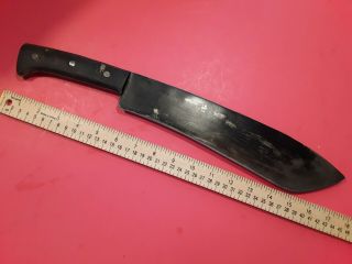 Vintage Vietnam Bolo Machete Jungle Knife Heavy 12 " Carbon Blade Horn Grips